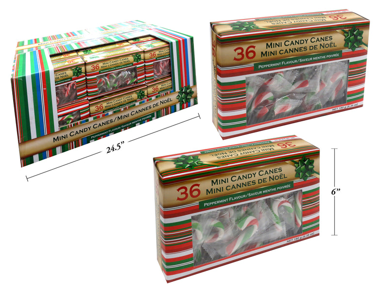 36Ct Mini Peppermint Candy Canes  5G Peppermint Flavour  Window Box