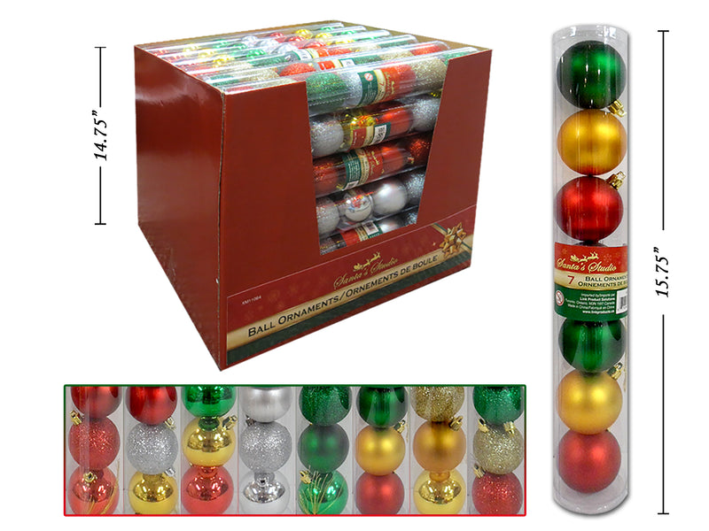 7Pk 60Mm Ball Ornaments In Display 8 Asst.Styles