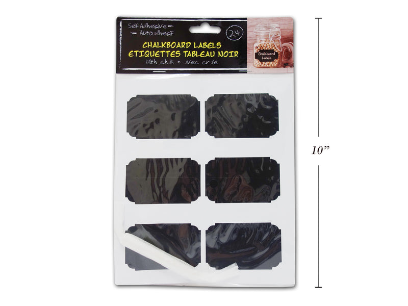 24Pk Self Adhesive Black Board Labels W- Chalk. Fold Over Card.