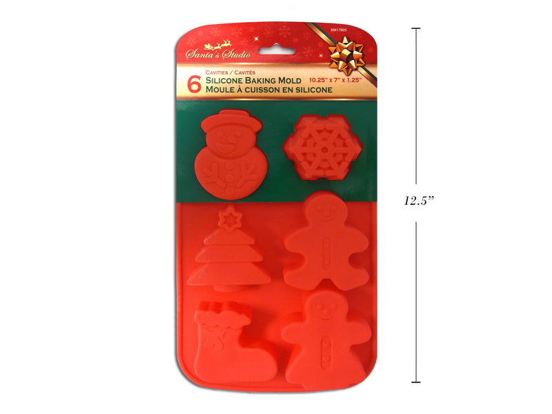 10In Xmas 6 Cavity Silicone Baking Mold. Sleeve Card.