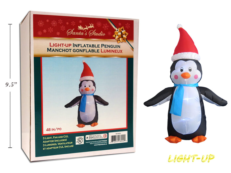 48In Light-Up Inflatable Penguin. 3-Lights. Incl. FanCul Adaptor. Box W-Label