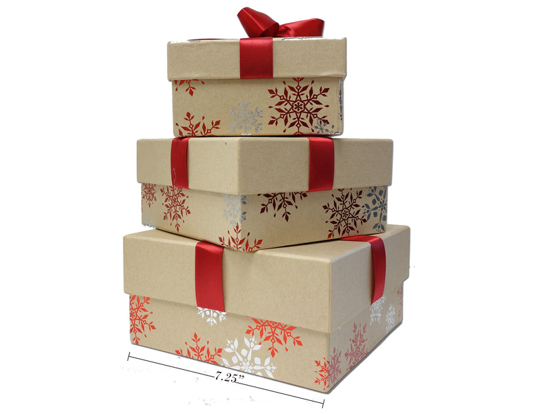 Square Kraft With Foil Gift Box Large