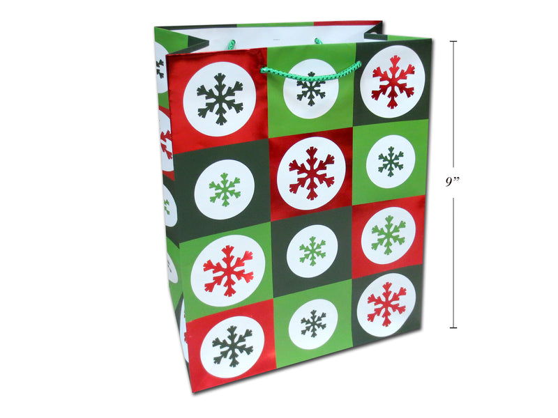 Xmas Matte Red-Green W-Foil Hotstamp Giftbag-Med. Matte Finish W-Metallic Pp Handle.