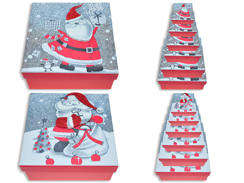 Christmas Matte Sketched Pop Up Santa Gift Box Large