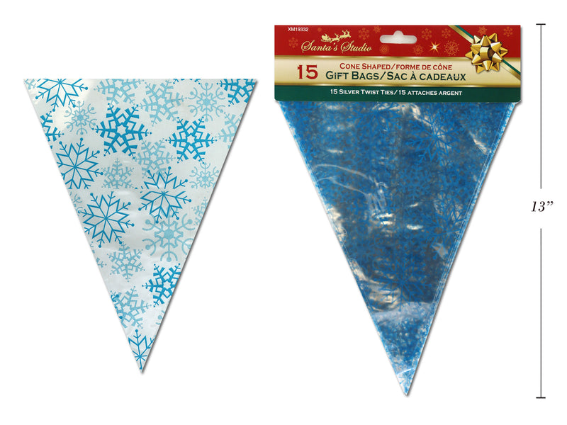 Snowflakes Cone Shaped Cello Candy Bags