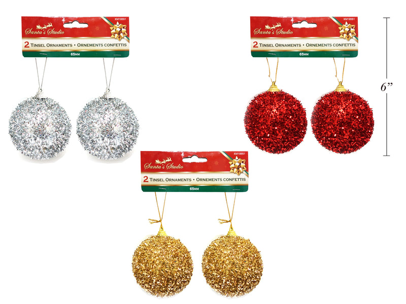 Tinsel Confetti Ornaments With String