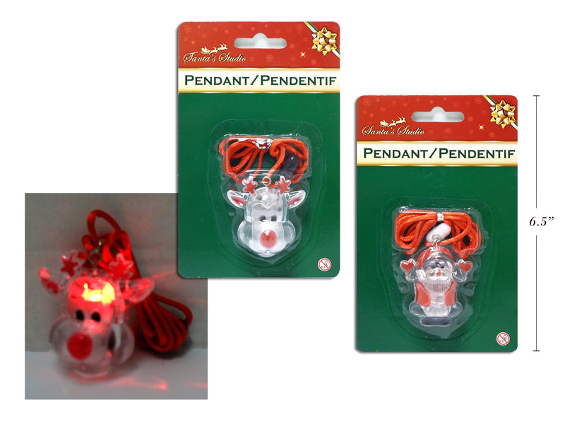 Xmas Flashing Character Pendant. 2 Asst: Santa - Reindeer. B-C.