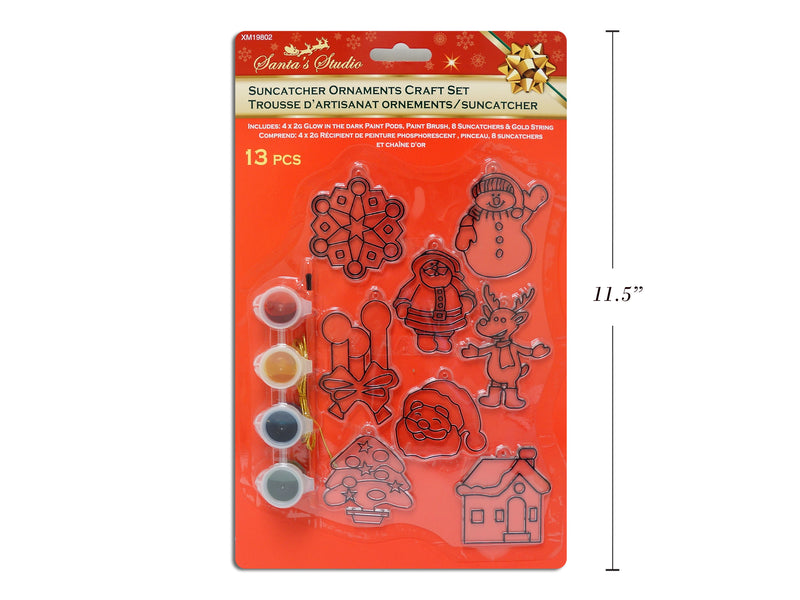 13Pcs Xmas Suncatcher Ornaments Craft Set W- Gold Strings. B-C.