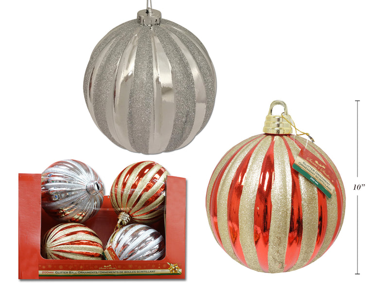 Stripe Glitter Indoor Outdoor Pumpkin Decor Ornament