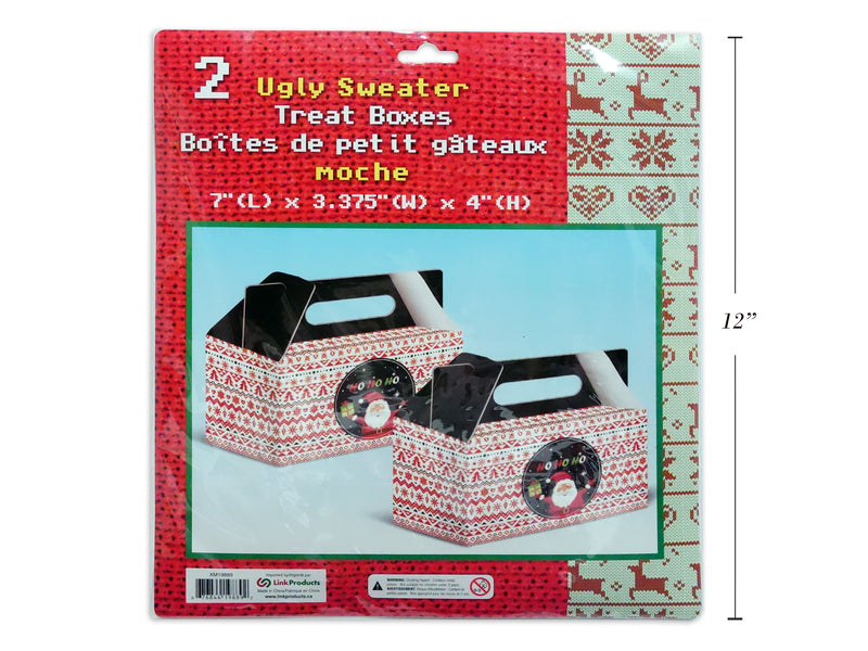 2Pk 7In Ugly Sweater Treat Boxes. Polybag W-Insert.