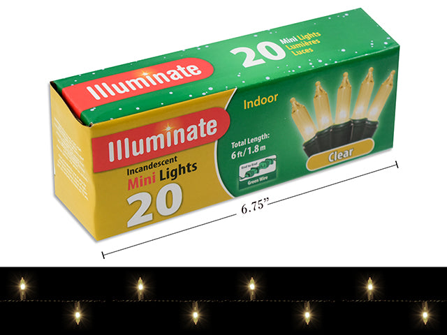 Christmas Mini Indoor Lights End To End Clear 20 Pack