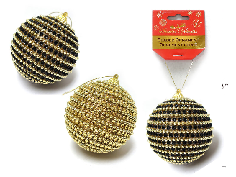 Beaded Round Ornament With Silver String