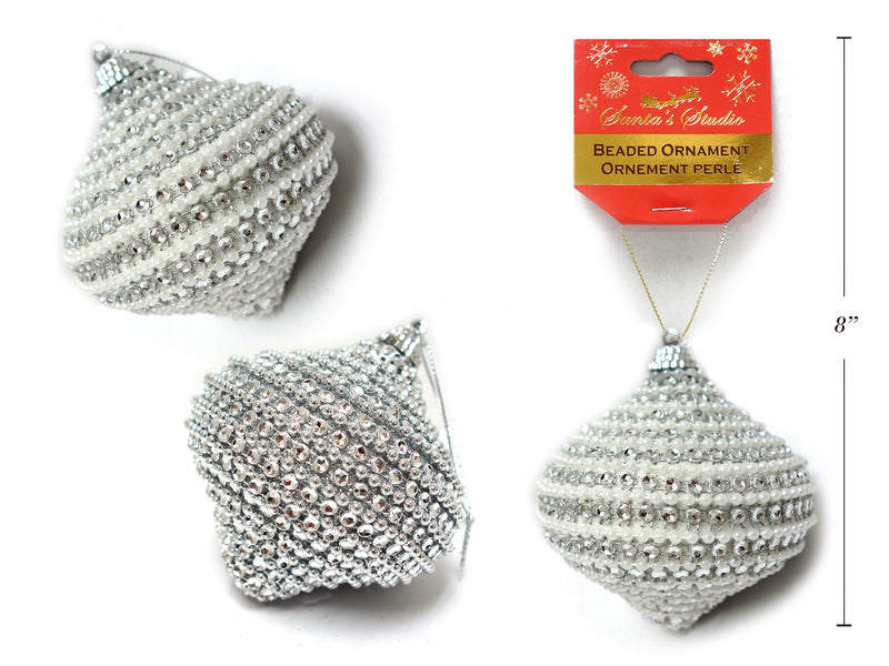 Beaded Onion Ornament With Silver String