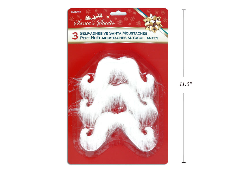 3Pk Self Adhesive Santa Moustaches. 5In(W). B-C.