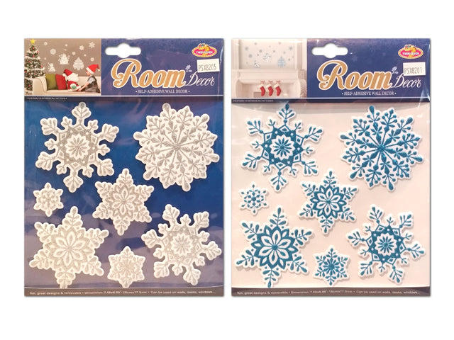 Xmas Puff Glitter Snowflakes Room Decor. 2 Asst.Styles.