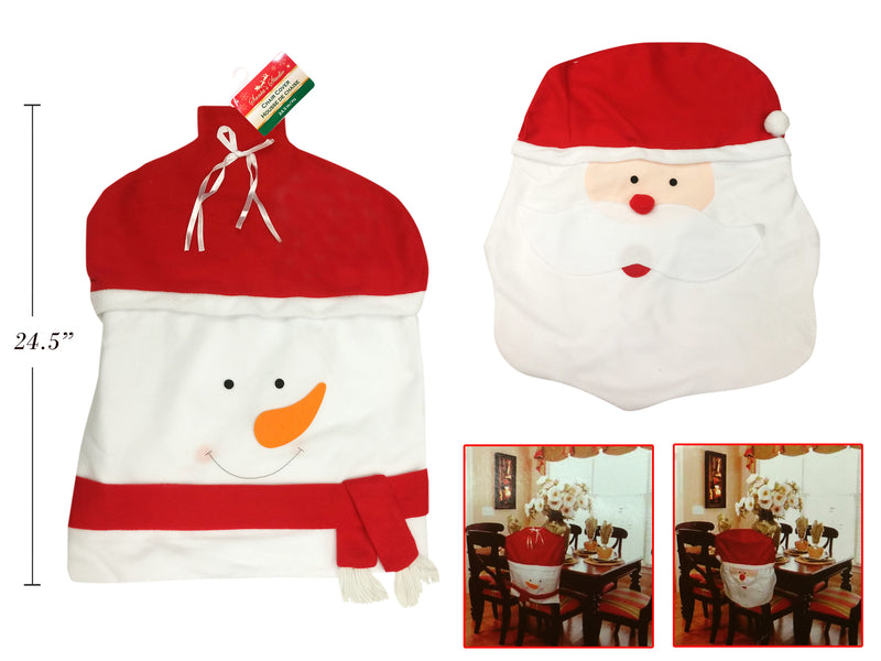 24.5In Santa-Snowman Felt Chair Cover. J-Hook W-Hangtag.