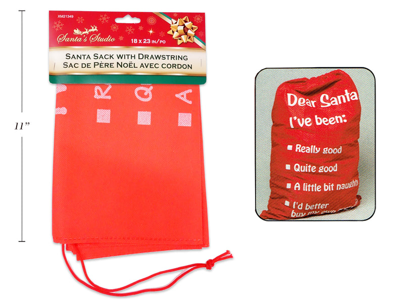 18In X 23In Non-Woven Drawstring Santa Sack. 3 Asst.Styles. H-C.