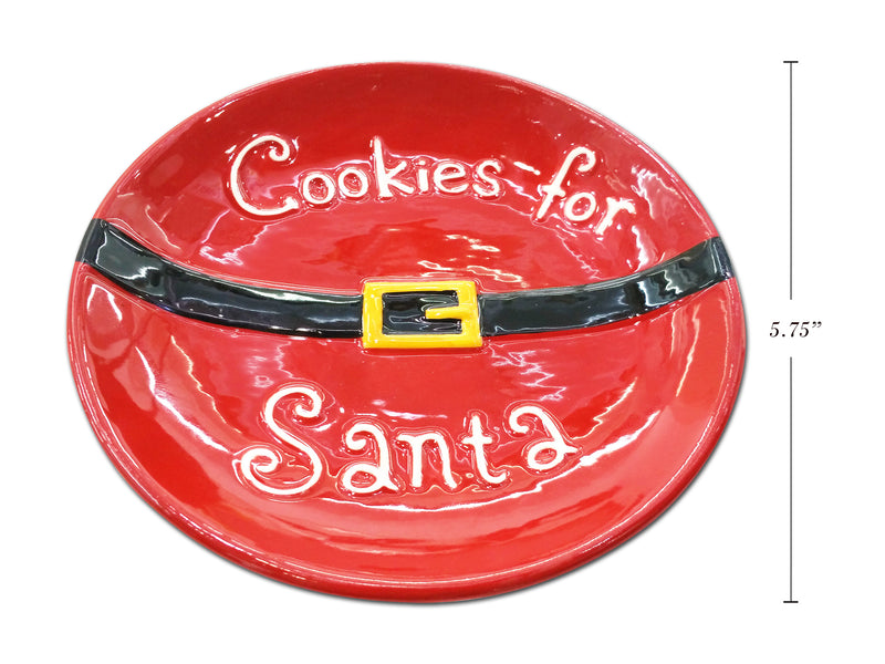 5.75In Dolomite Santa Suit Cookies For Santa Plate.