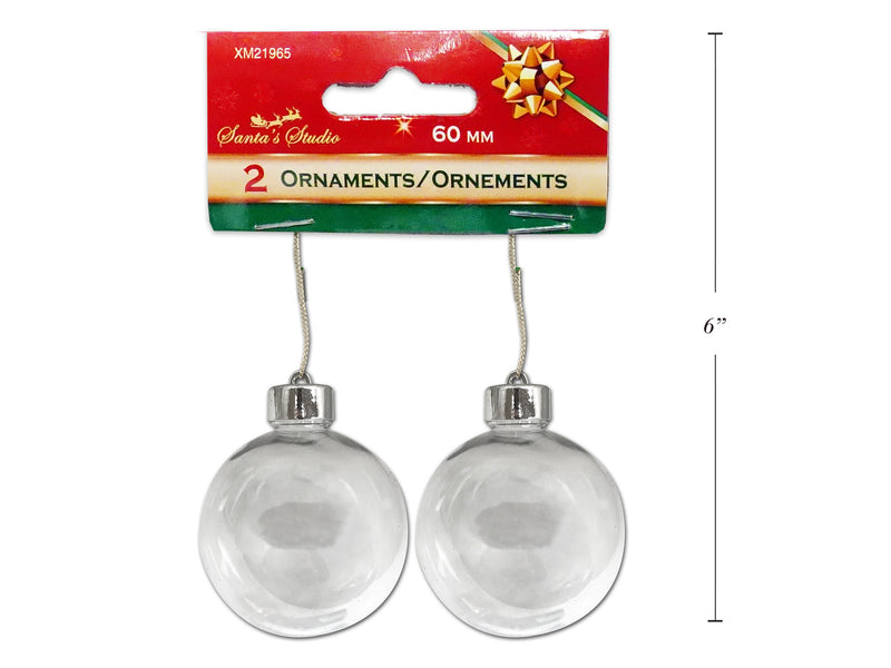 2Pk 60Mm Clear Plastic Paint Your Own Ornament. H-C.