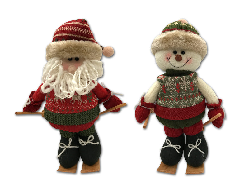 Ugly Sweater Skiing Plush Character (Santa or Snowman)