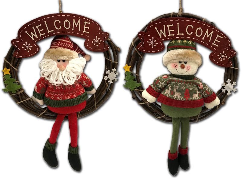 Ugly Sweater Plush Character Welcome Wreath