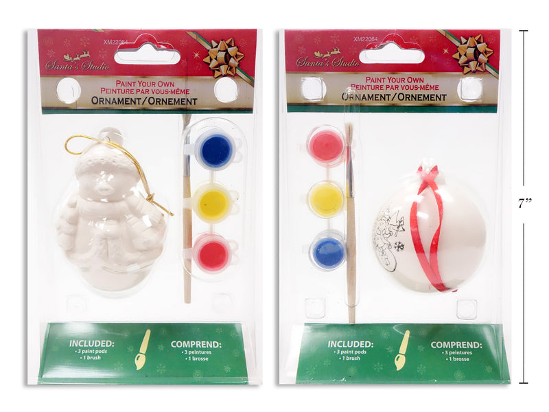 Xmas Paint Your Own Diy Craft Hanging Decor. Incl: 3 Paint Pods  1 Brush. 2 Asst. Clam Shell.