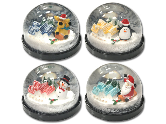 3in Xmas Polyresin Snow Globe. 4 Asst.Styles.