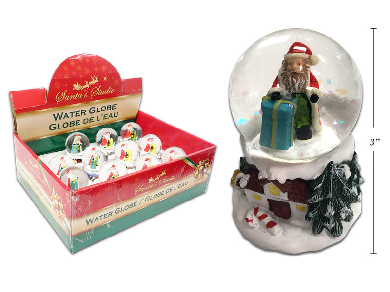 3In Polyresin Xmas Waterglobe On House. 2 Styles.