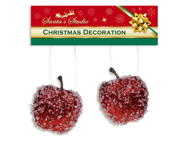 2Pk 55Mm Iced Apple Ornament. H-C.