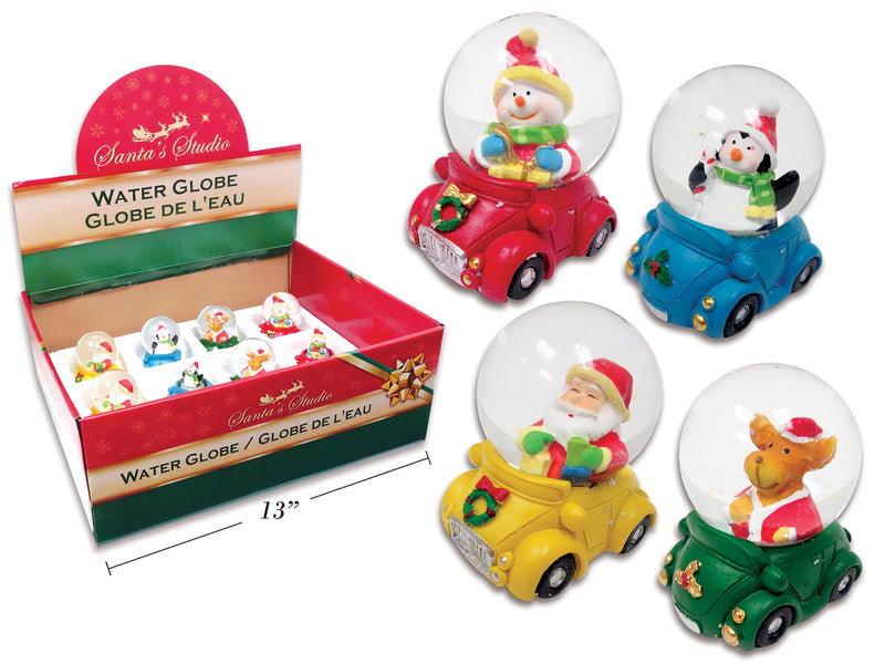 2.5In Xmas Presin Water Globe Love Bug Car. 4 Asst.