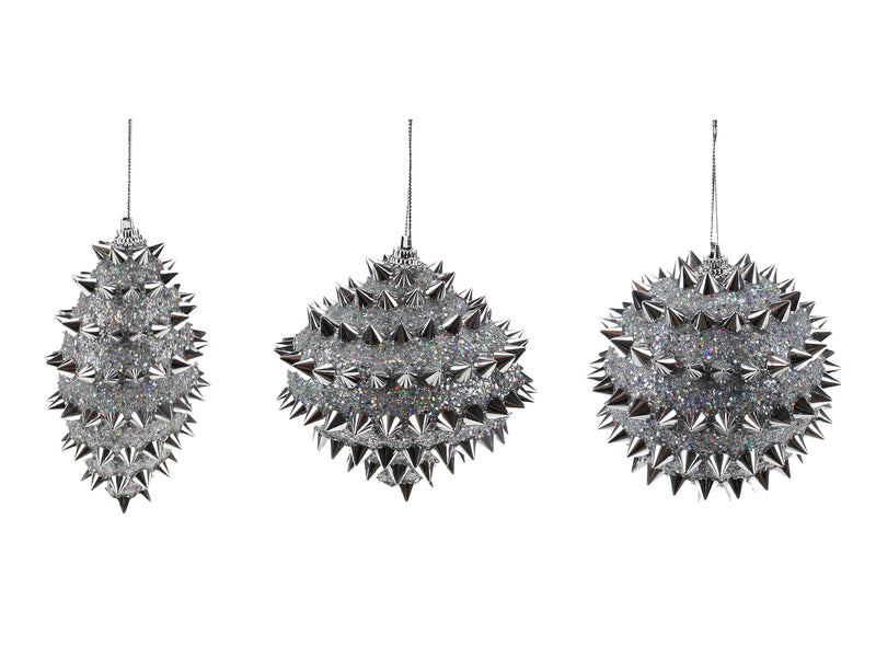 Silver Glitter Spiky Ornament