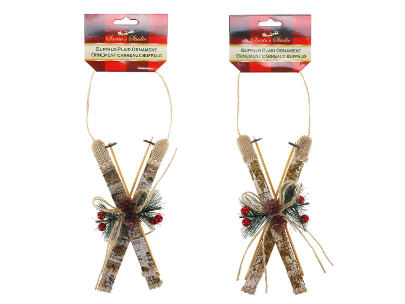 Birch Bark Poles Pine And Holly Berry Decorated Ornament