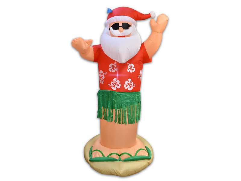 6.9ft Inflatable 3-LED Hawaii Hula Skirt Santa. White Box w/ Label.