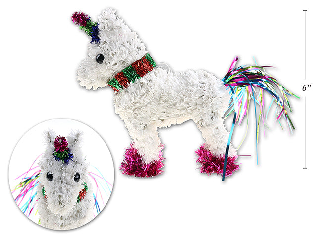 6IN XMAS TINSEL UNICORN TABLETOP DECOR. CHT.