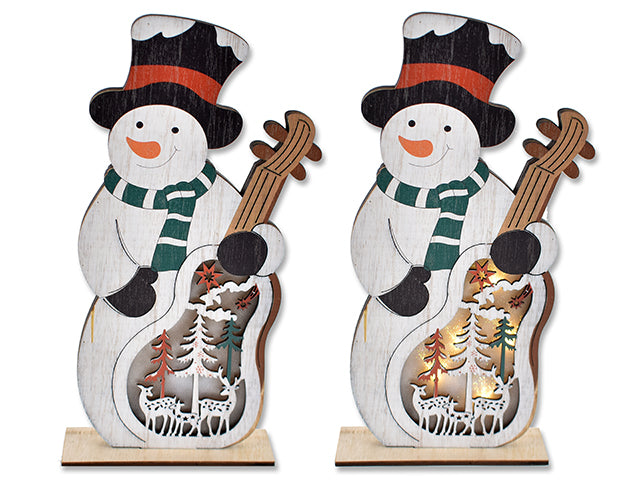 5 Led Die Cut Snowman Holding Cello Tabletop Decor