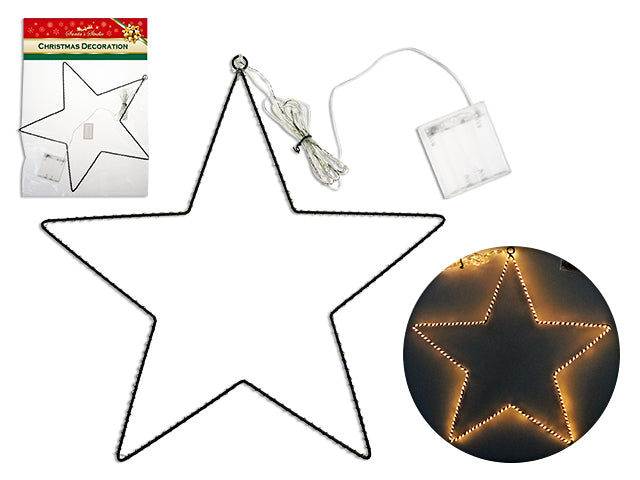 14.5in B/O 9.85ft 200-Micro LED Metal Star. Warm White. Colour Box.