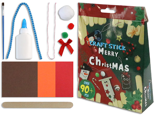 Xmas 90pcs+ Popsicle Stick Craft Set. Colour Sleeve Envelope.