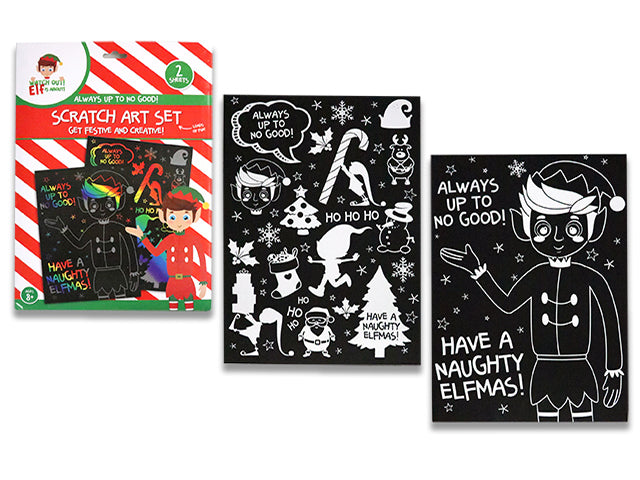 2pk 8.25in x 6in Xmas DIY Scratch Art Set. Incl: 5.5in Wooden Pen.