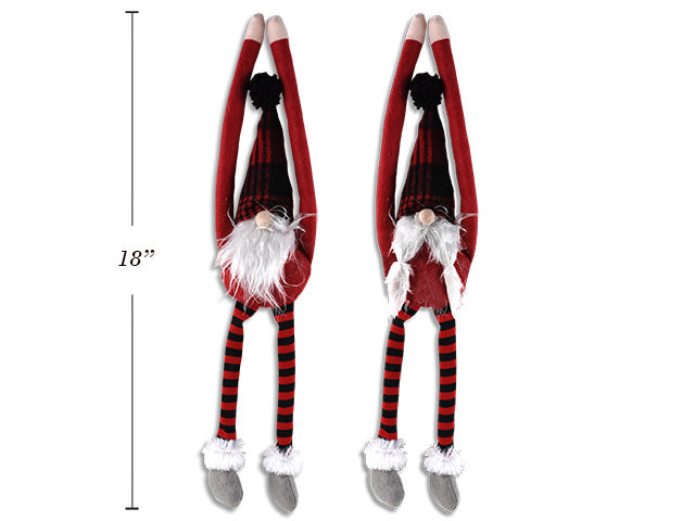 18in Red & Black Buffalo Plaid Plush Gnome Door Hanger. 2 Asst. Boy / Girl. J-hook. Cht.