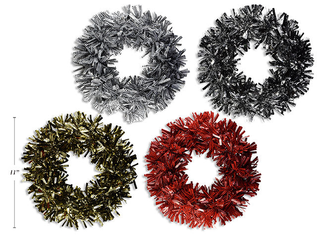 11In Xmas Chunky Buffalo Plaid Tinsel Wreath. Cht.