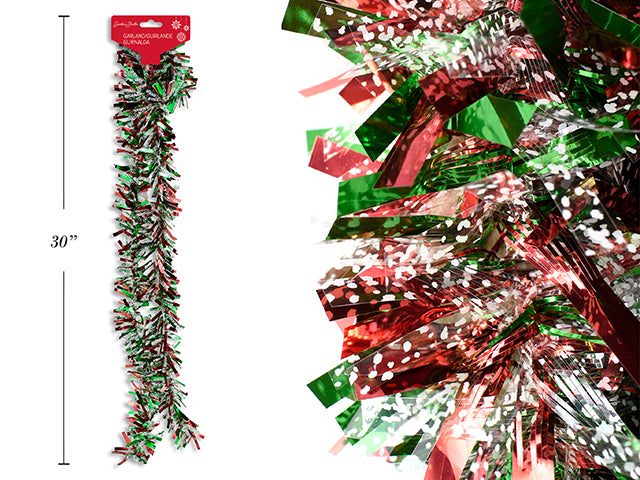 6.5Ft Xmas Multi-Coloured Chunky Garland. 3 Tips. Wrap Round.