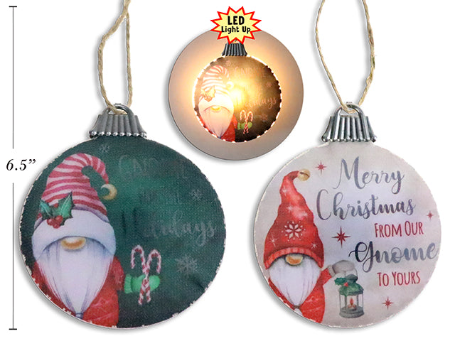 3-1/8In(D) Xmas B/O Led Pvc Ornament W/ Jute Hanger. 2 Asst.Styles. Cht.