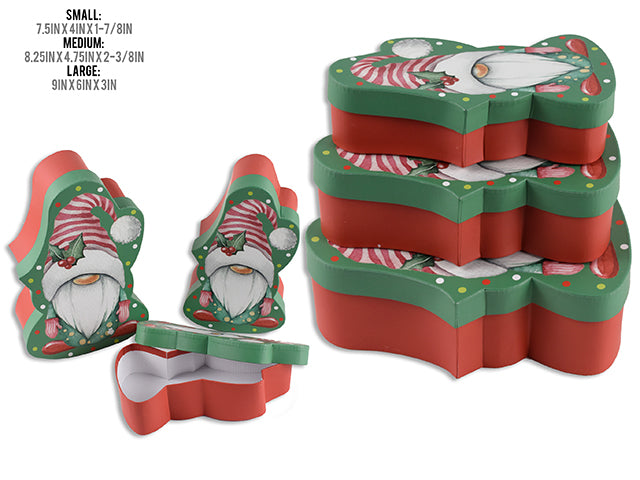 Set/3 Xmas Matte Gnome Shaped Gift Boxes.