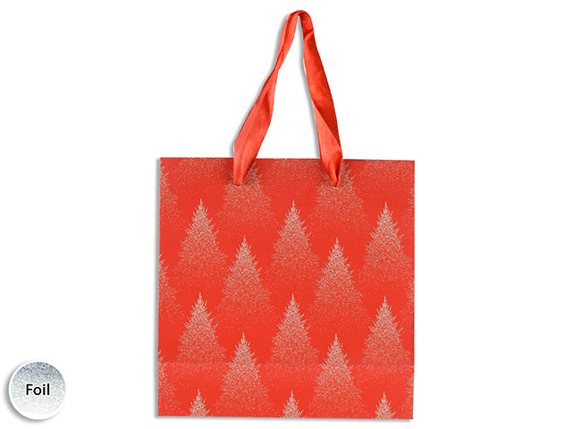 Xmas Matte W/Silver Engraved Foil Gradient Giftbag - Small W/Satin Handle. J-Hook.