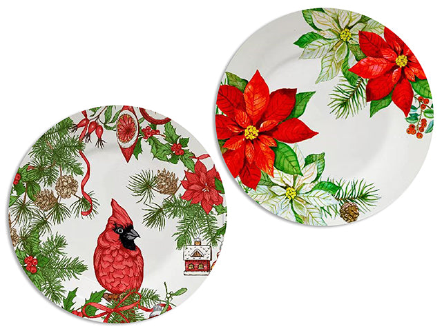 8in Xmas Round Ceramic Plate. 2 Asst. Styles.