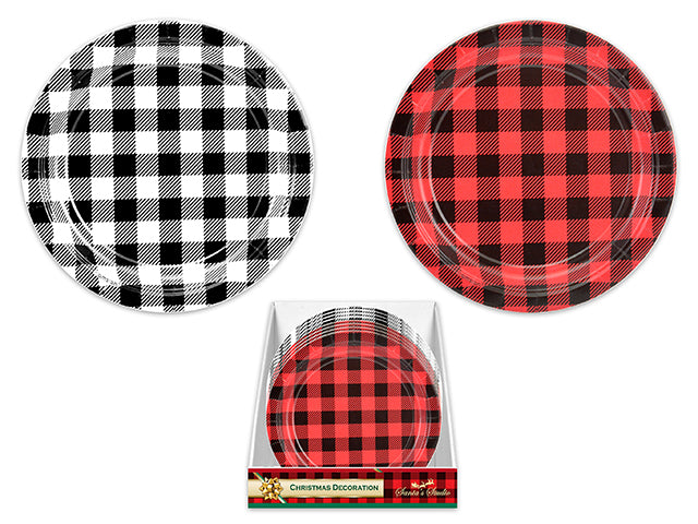 Christmas Buffalo Plaid Round Plates Small