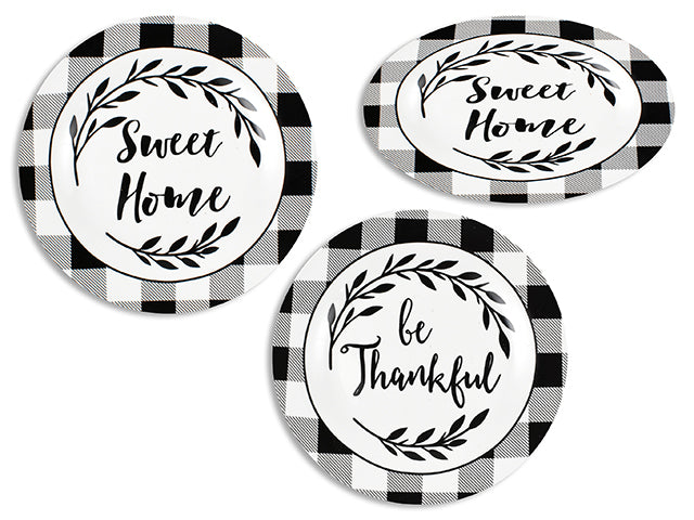 Christmas White And Black Buffalo Plaid Salad Plate