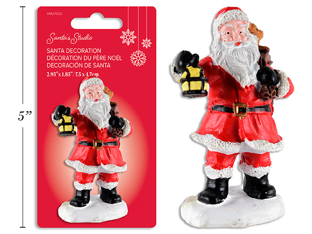 2.95in x 1.85in Xmas Gift Sack Santa w/Lantern Tabletop. T.o.c.