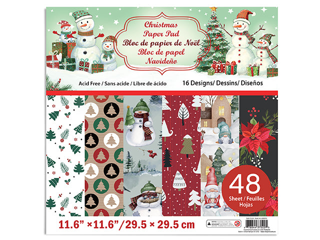 48 Sheets 11.61in x 11.61in Paper Pad. 16 Assorted Designs