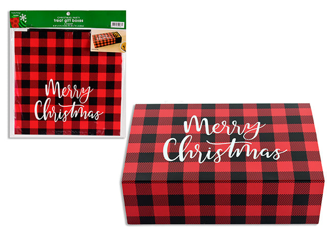 4pk 8.74in x 5.87in Buffalo Plaid Treat Gift Boxes. Pbh.